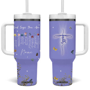 Personalized Christian Birthday Gifts for Women Tumbler With Handle Custom Name God Says You Are Bible Verse TB10 One Size: 40 oz Purple Print Your Wear
