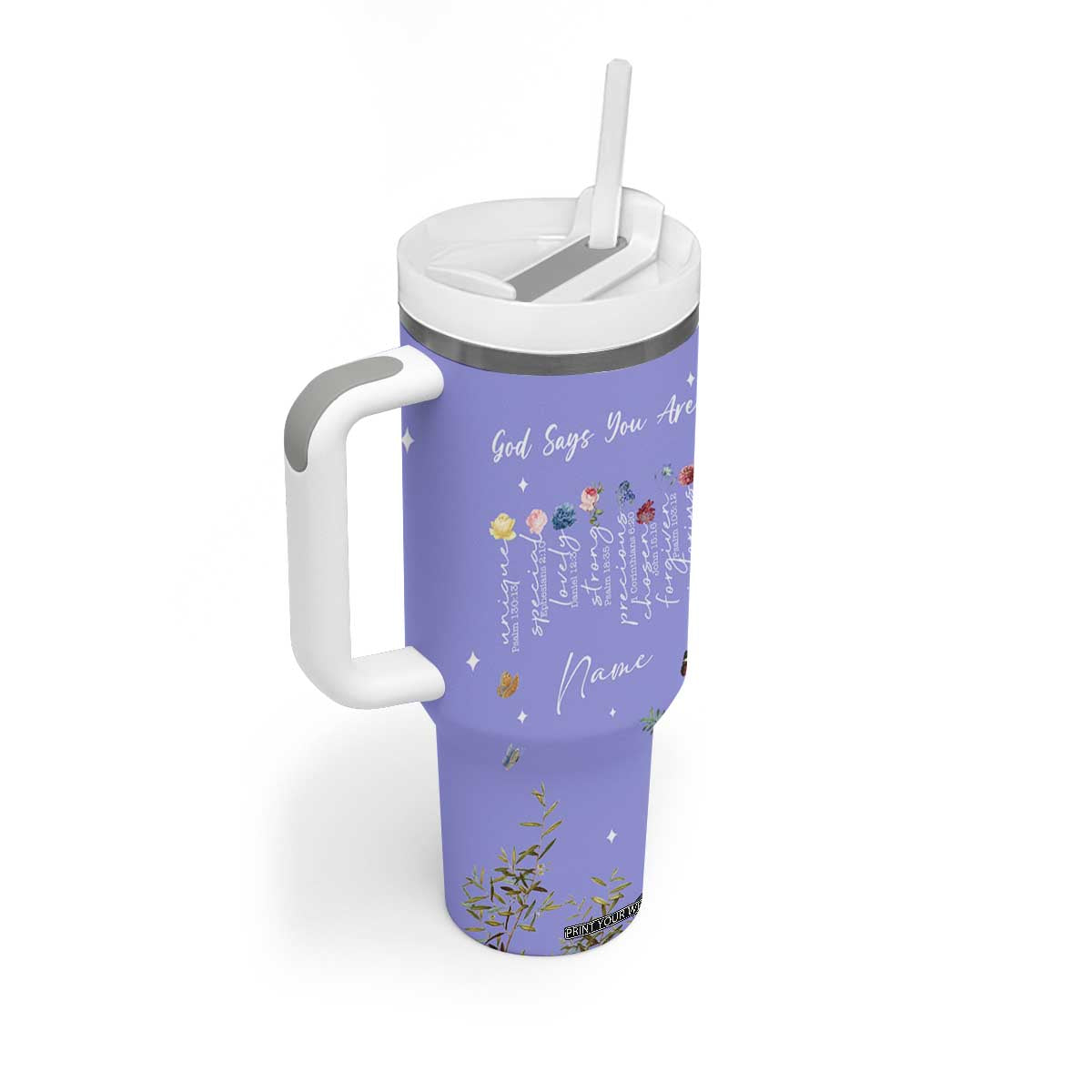 Personalized Christian Birthday Gifts for Women Tumbler With Handle Custom Name God Says You Are Bible Verse TB10 Print Your Wear
