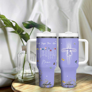 Personalized Christian Birthday Gifts for Women Tumbler With Handle Custom Name God Says You Are Bible Verse TB10 Print Your Wear