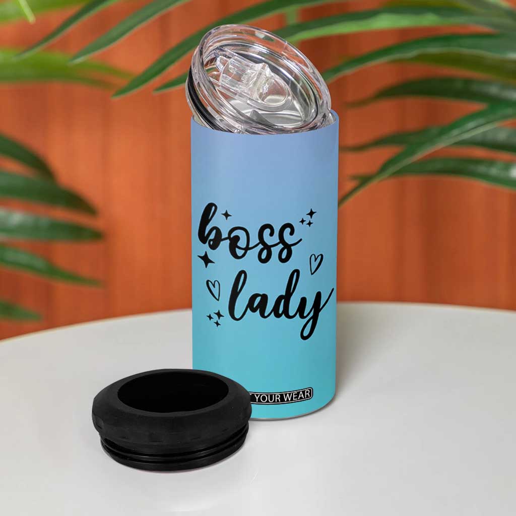 Personalized Boss Lady 4 in 1 Can Cooler Tumbler Custom Name Gifts for Office Bosses Coworkers Leaders Managers TB10 Print Your Wear