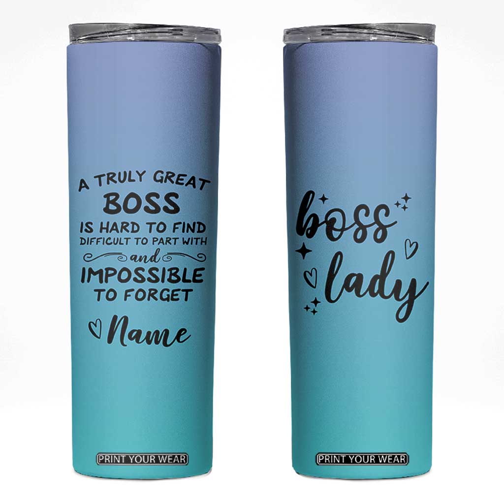 Personalized Boss Lady Skinny Tumbler Custom Name Gifts for Office Bosses Coworkers Leaders Managers TB10 Gradient Print Your Wear