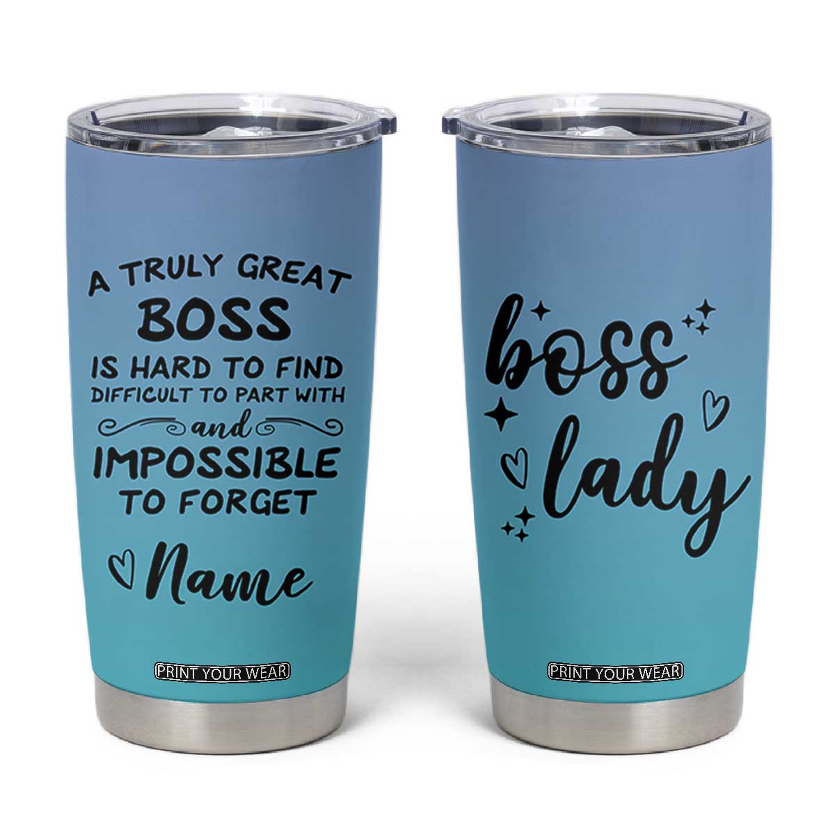 Personalized Boss Lady Tumbler Cup Custom Name Gifts for Office Bosses Coworkers Leaders Managers TB10 Gradient Print Your Wear