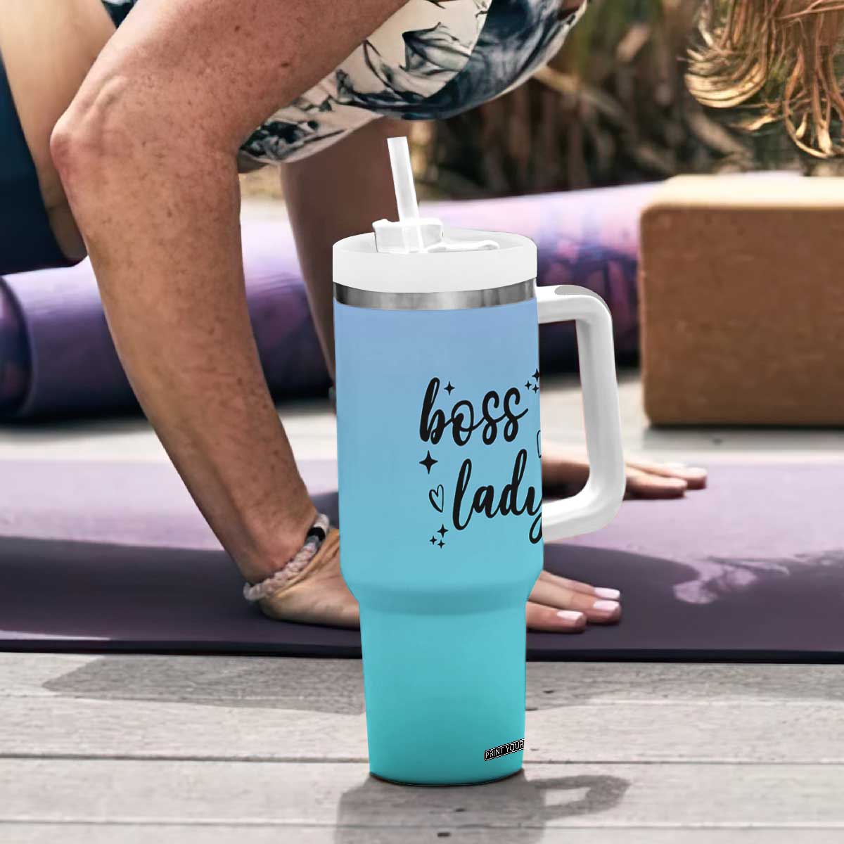 Personalized Boss Lady Tumbler With Handle Custom Name Gifts for Office Bosses Coworkers Leaders Managers TB10 Print Your Wear