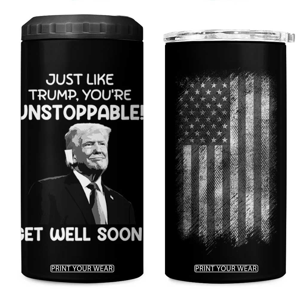 Get Well Soon Gifts 4 in 1 Can Cooler Tumbler Humor Sick Care Trump USA Flag TB10 One Size: 16 oz Black Print Your Wear