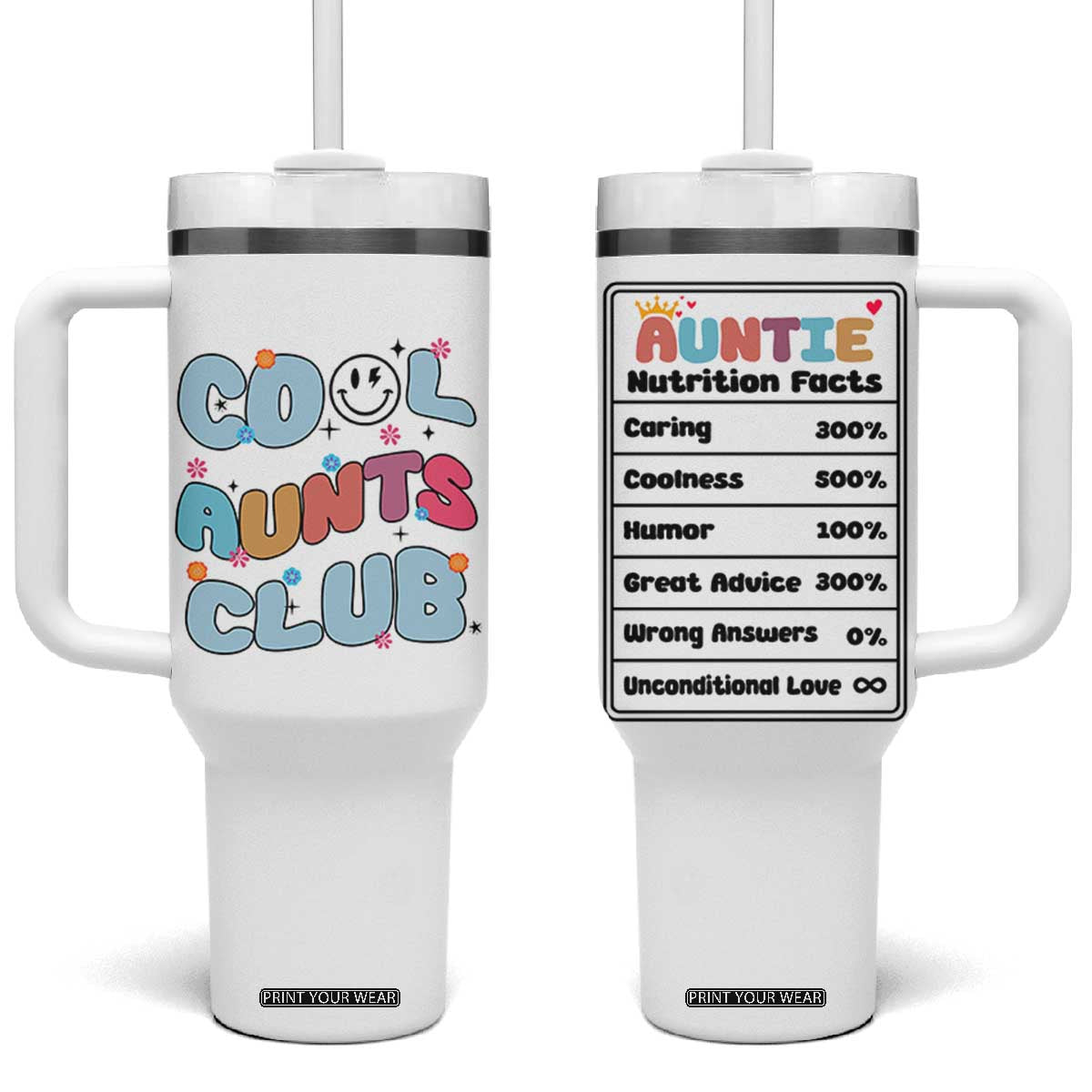 Aunt Gifts Tumbler With Handle Auntie Birthday Cool Aunts Club TB10 One Size: 40 oz White Print Your Wear