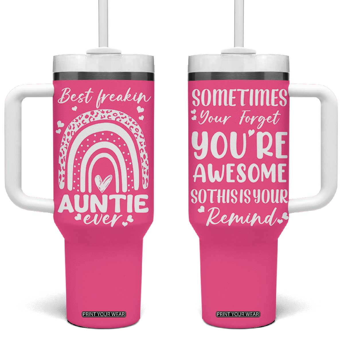 Aunt Gifts Tumbler With Handle Gift For New Aunts Auntie Birthday TB10 One Size: 40 oz Pink Print Your Wear