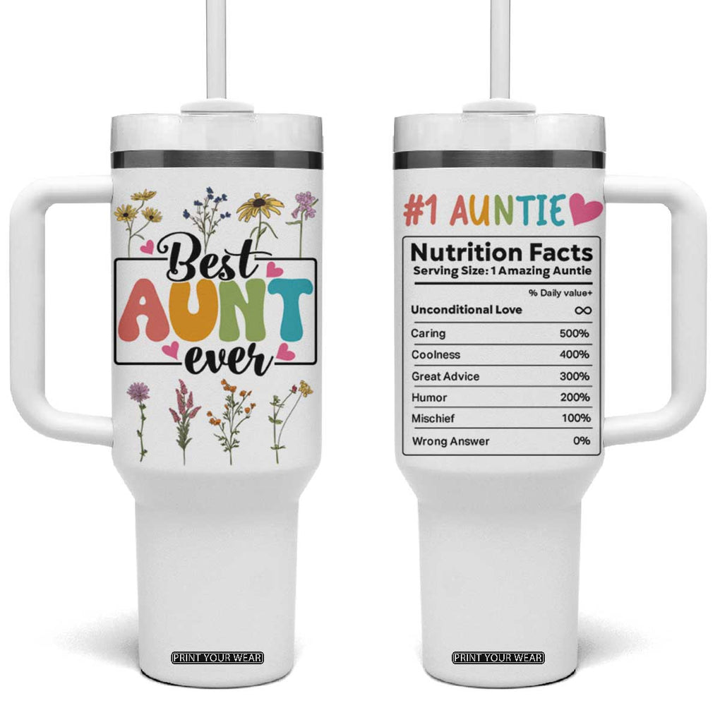 Funny Aunt Tumbler With Handle Best Auntie Ever TB10 One Size: 40 oz White Print Your Wear
