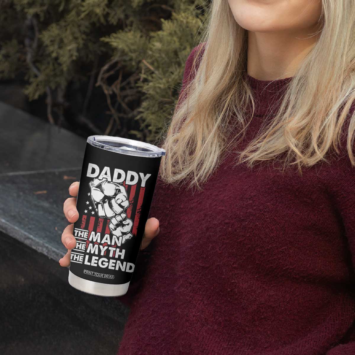 Christmas Gifts for Dad Tumbler Cup Daddy The Man The Myth The Legend American Flag Father's Day TB10 Print Your Wear