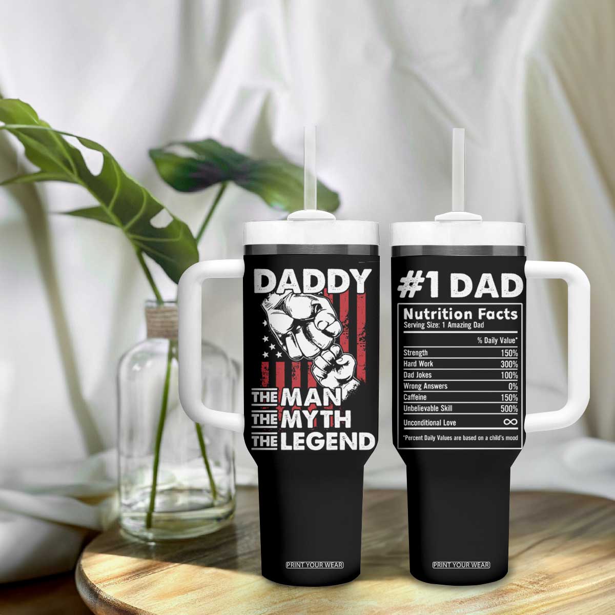 Christmas Gifts for Dad Tumbler With Handle Daddy The Man The Myth The Legend American Flag Father's Day TB10 Print Your Wear