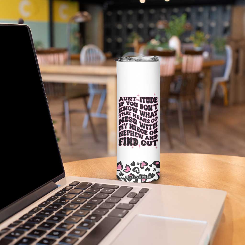 Best Aunt Gifts Skinny Tumbler Gift For New Aunts Auntie Birthday Leopard Print TB10 Print Your Wear