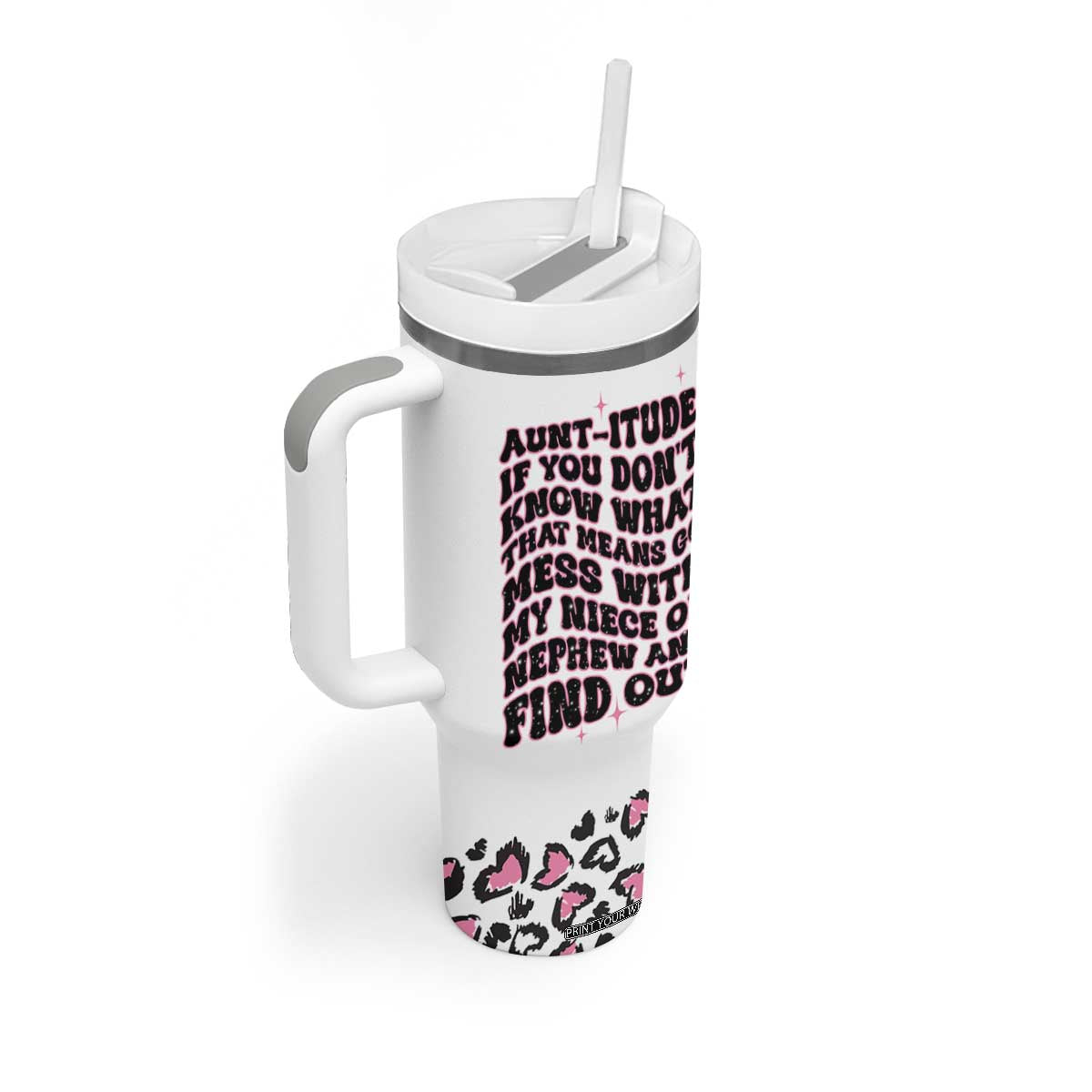 Best Aunt Gifts Tumbler With Handle Gift For New Aunts Auntie Birthday Leopard Print TB10 Print Your Wear