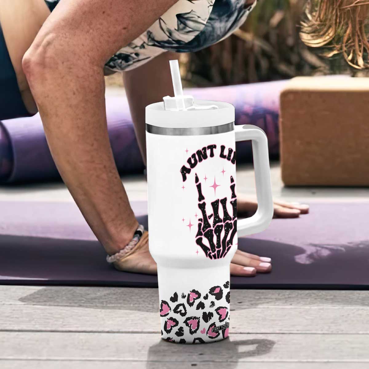 Best Aunt Gifts Tumbler With Handle Gift For New Aunts Auntie Birthday Leopard Print TB10 Print Your Wear