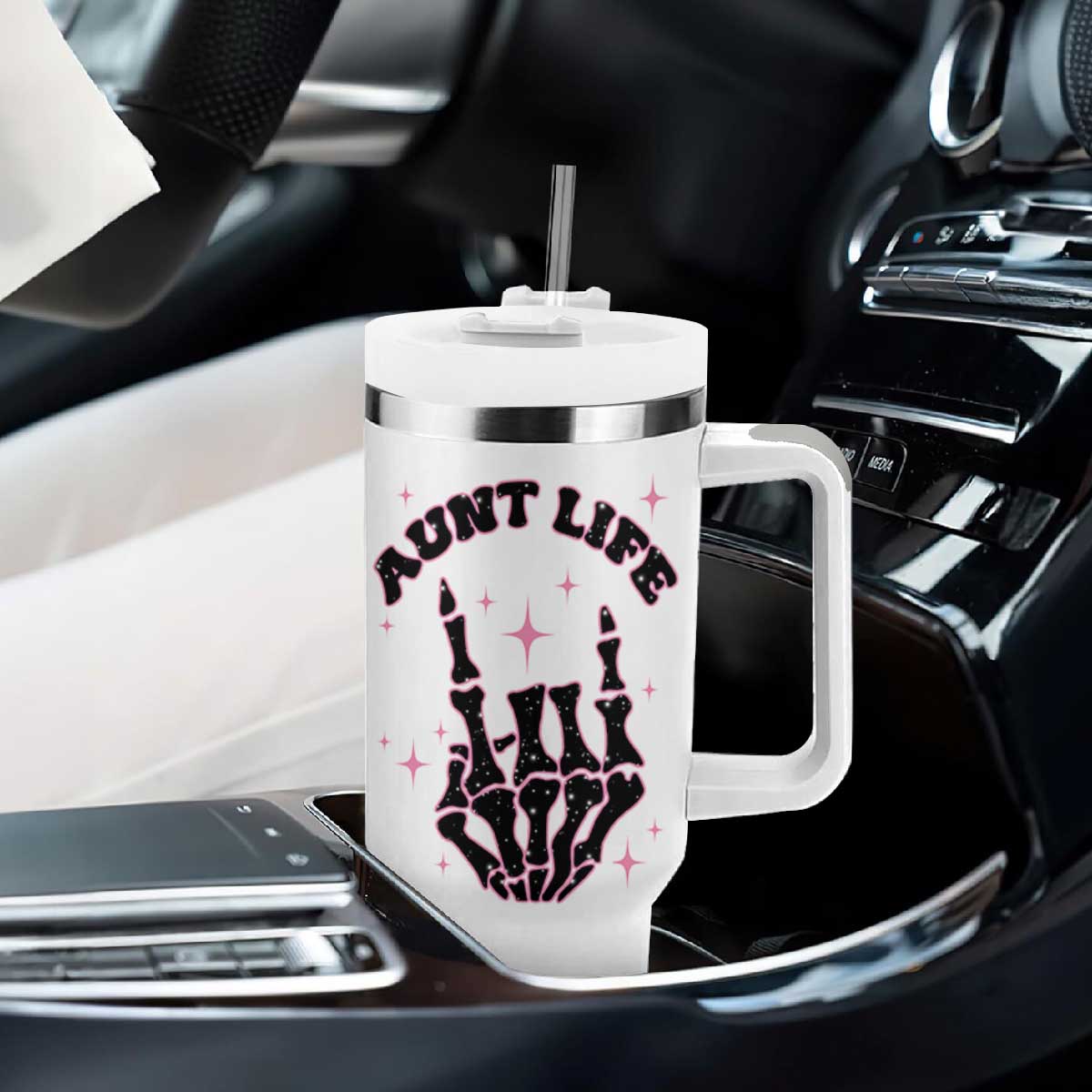 Best Aunt Gifts Tumbler With Handle Gift For New Aunts Auntie Birthday Leopard Print TB10 Print Your Wear
