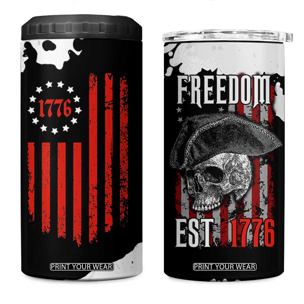 US Patriot 4 in 1 Can Cooler Tumbler Freedom 250 Years Of Freedom 1776 2026 American Flag TB10 One Size: 16 oz Black Print Your Wear