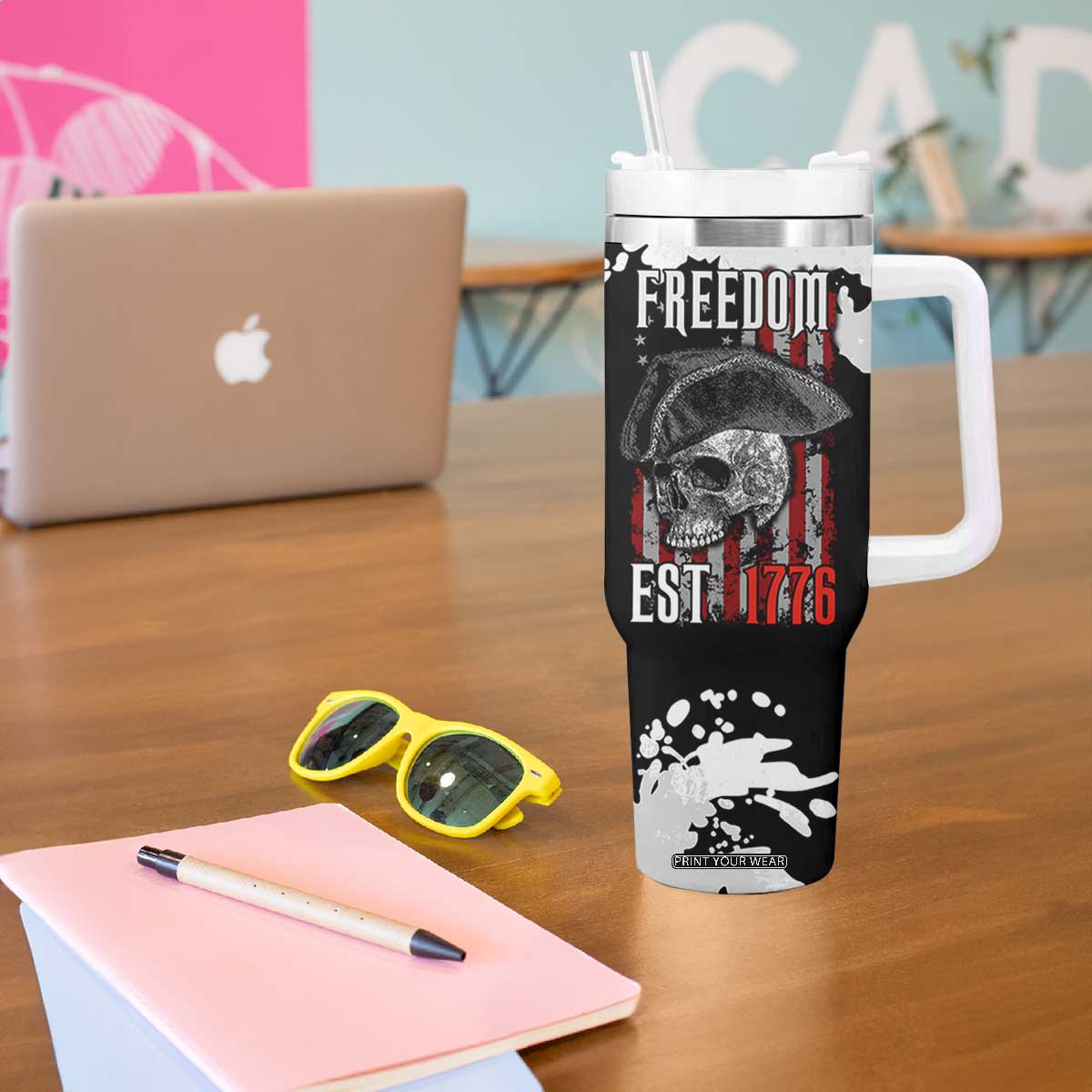 US Patriot Tumbler With Handle Freedom 250 Years Of Freedom 1776 2026 American Flag TB10 Print Your Wear