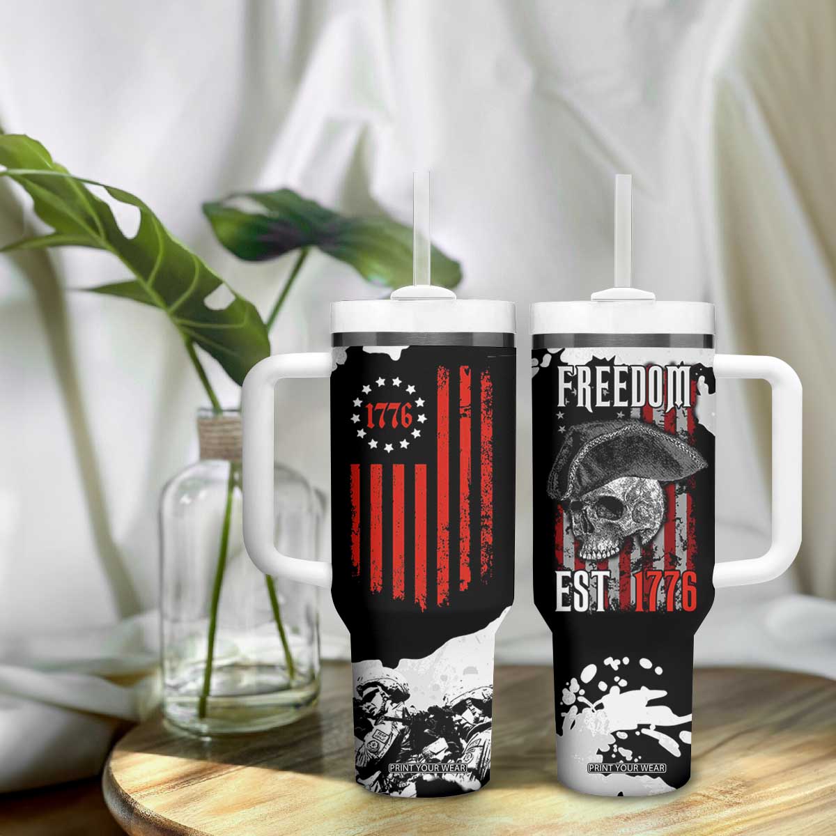 US Patriot Tumbler With Handle Freedom 250 Years Of Freedom 1776 2026 American Flag TB10 Print Your Wear