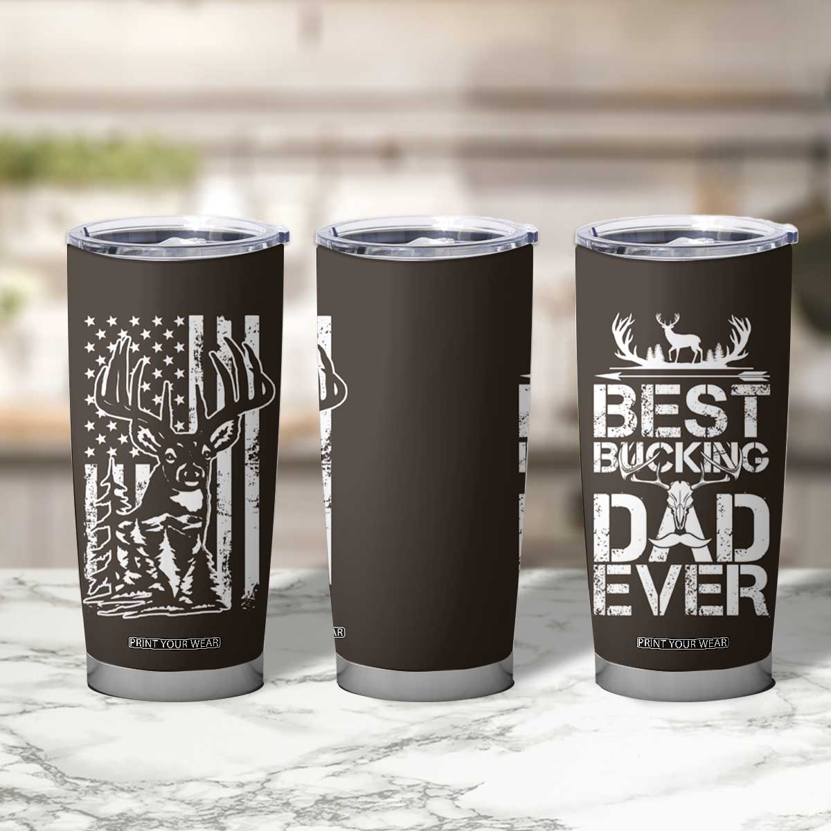 Deer Hunters Tumbler Cup Best Buckin' Dad Ever Funny Fathers Day Christmas Gifts for Dad TB10 Print Your Wear