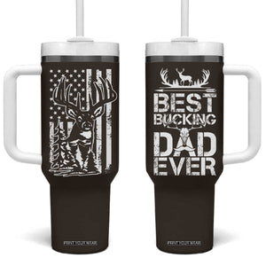 Deer Hunters Tumbler With Handle Best Buckin' Dad Ever Funny Fathers Day Christmas Gifts for Dad TB10 One Size: 40 oz Brown Print Your Wear