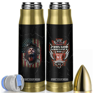 Christian Gift for Men Bullet Tumbler I Can Do All Things Through Christ Religious Pastor TB10 Black Print Your Wear