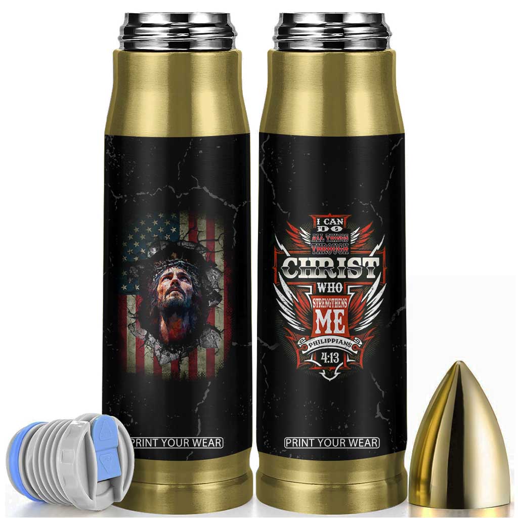Christian Gift for Men Bullet Tumbler I Can Do All Things Through Christ Religious Pastor TB10 Black Print Your Wear