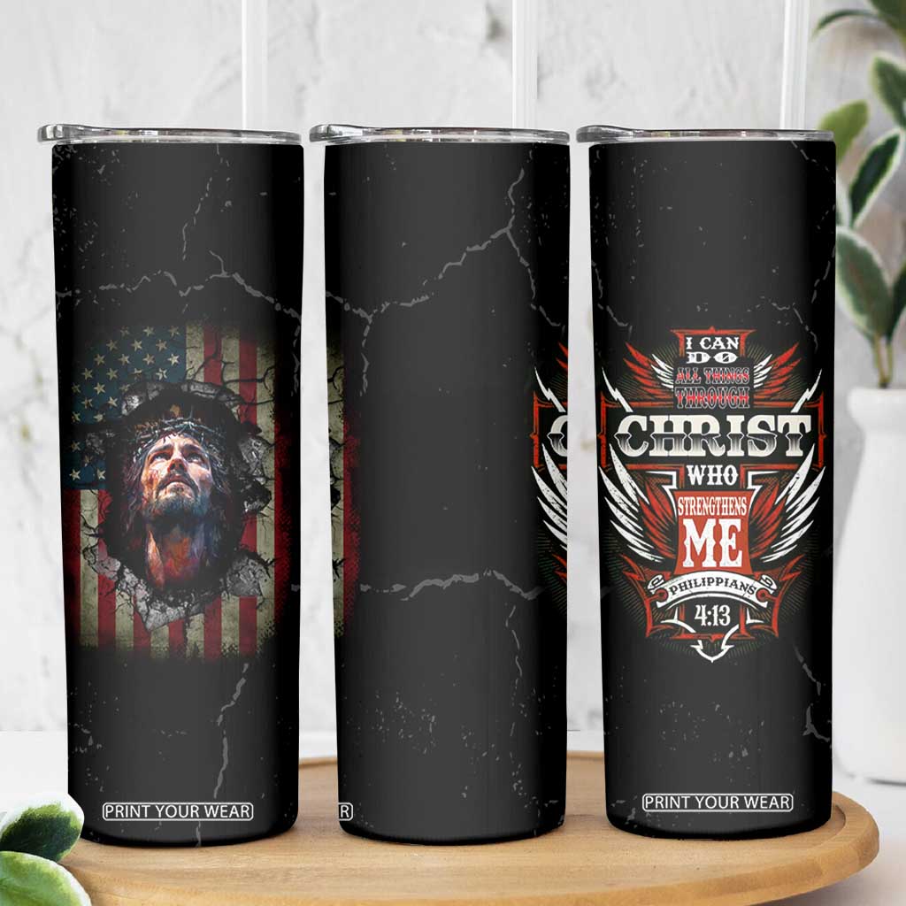 Christian Gift for Men Skinny Tumbler I Can Do All Things Through Christ Religious Pastor TB10 Print Your Wear