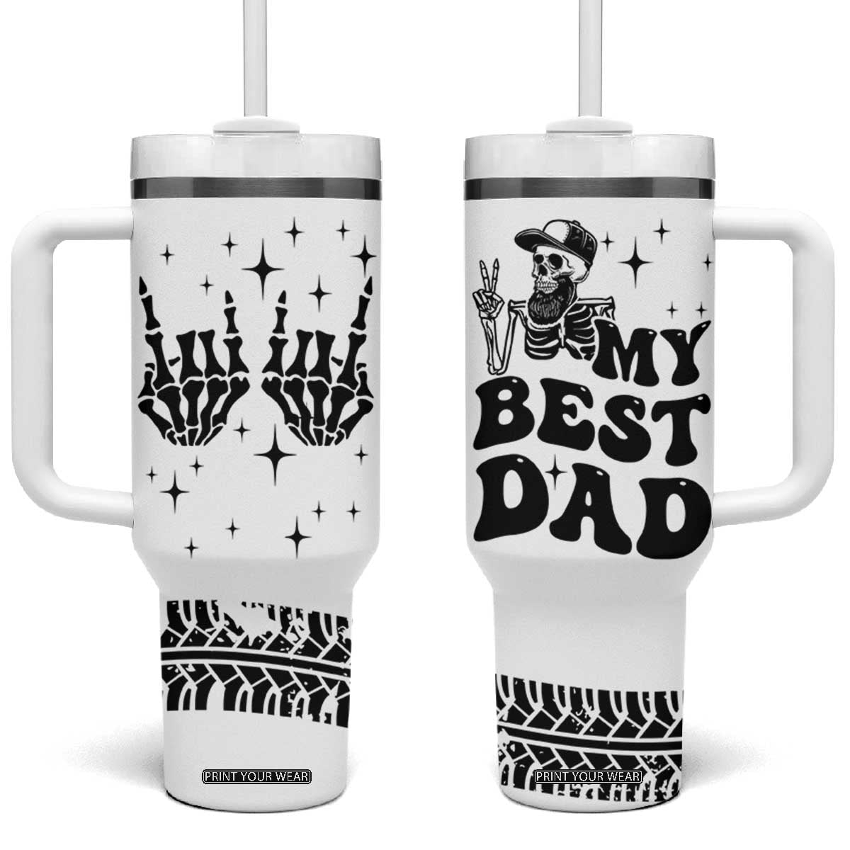 Dad Gifts Tumbler With Handle Cool Skeleton Fathers Day TB10 One Size: 40 oz White Print Your Wear