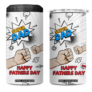 Fathers Day Gift For Dad 4 in 1 Can Cooler Tumbler Super Dad TB10 One Size: 16 oz White Print Your Wear