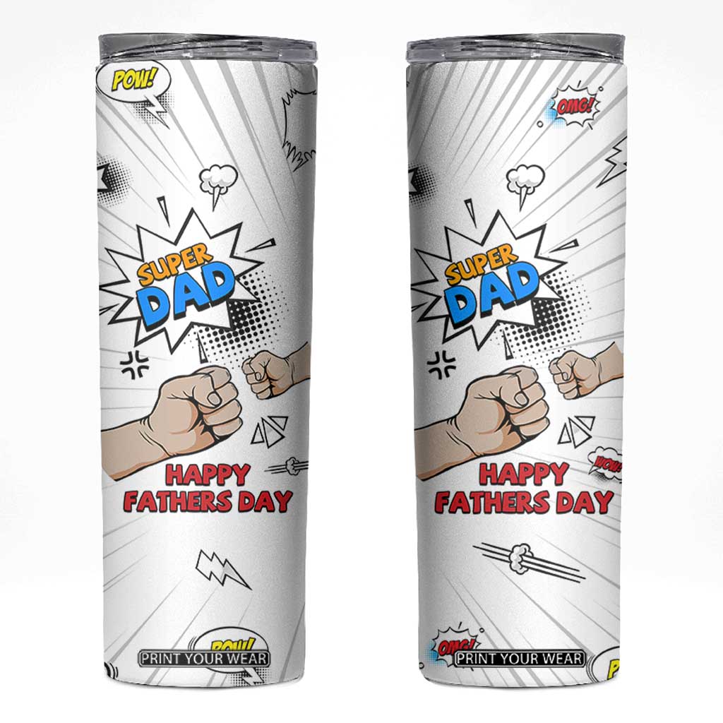 Fathers Day Gift For Dad Skinny Tumbler Super Dad TB10 White Print Your Wear