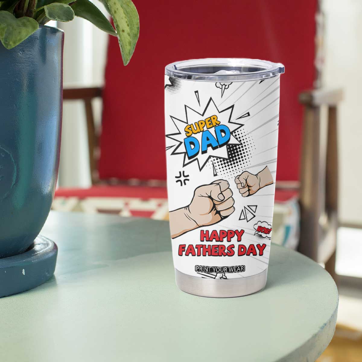 Fathers Day Gift For Dad Tumbler Cup Super Dad TB10 Print Your Wear
