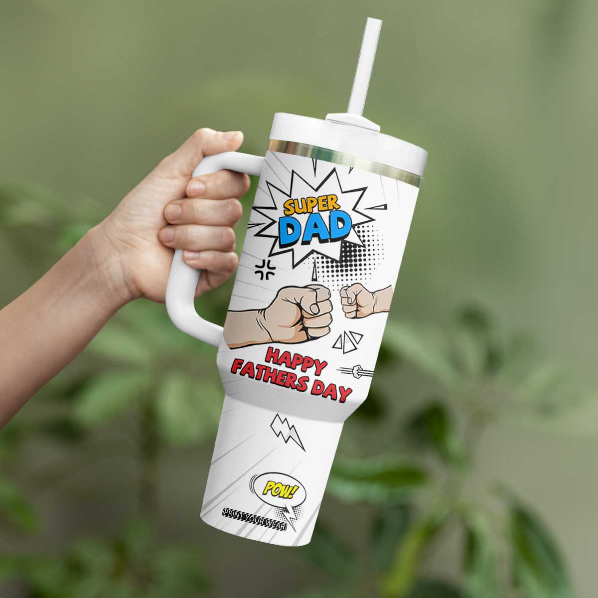 Fathers Day Gift For Dad Tumbler With Handle Super Dad TB10 Print Your Wear