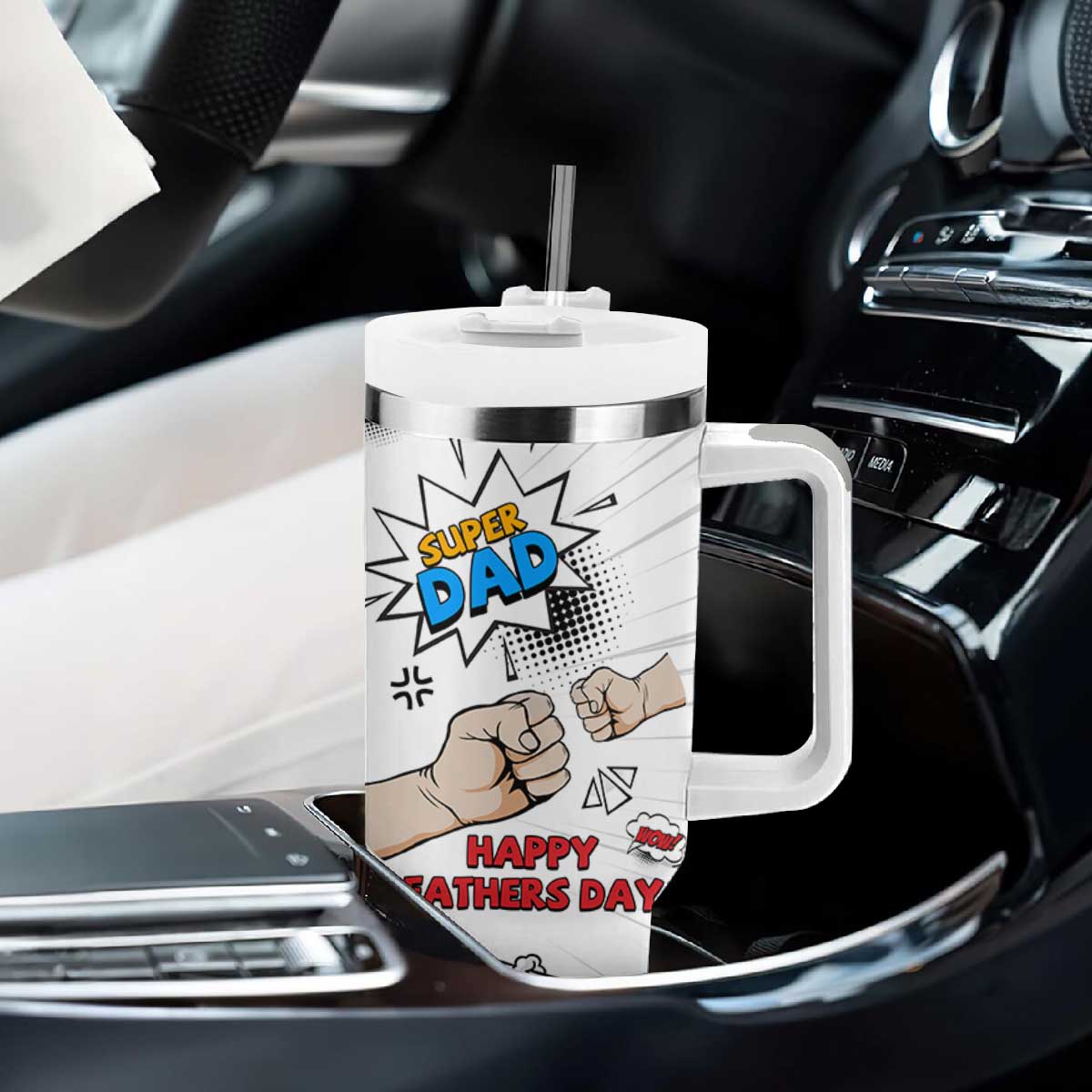 Fathers Day Gift For Dad Tumbler With Handle Super Dad TB10 Print Your Wear