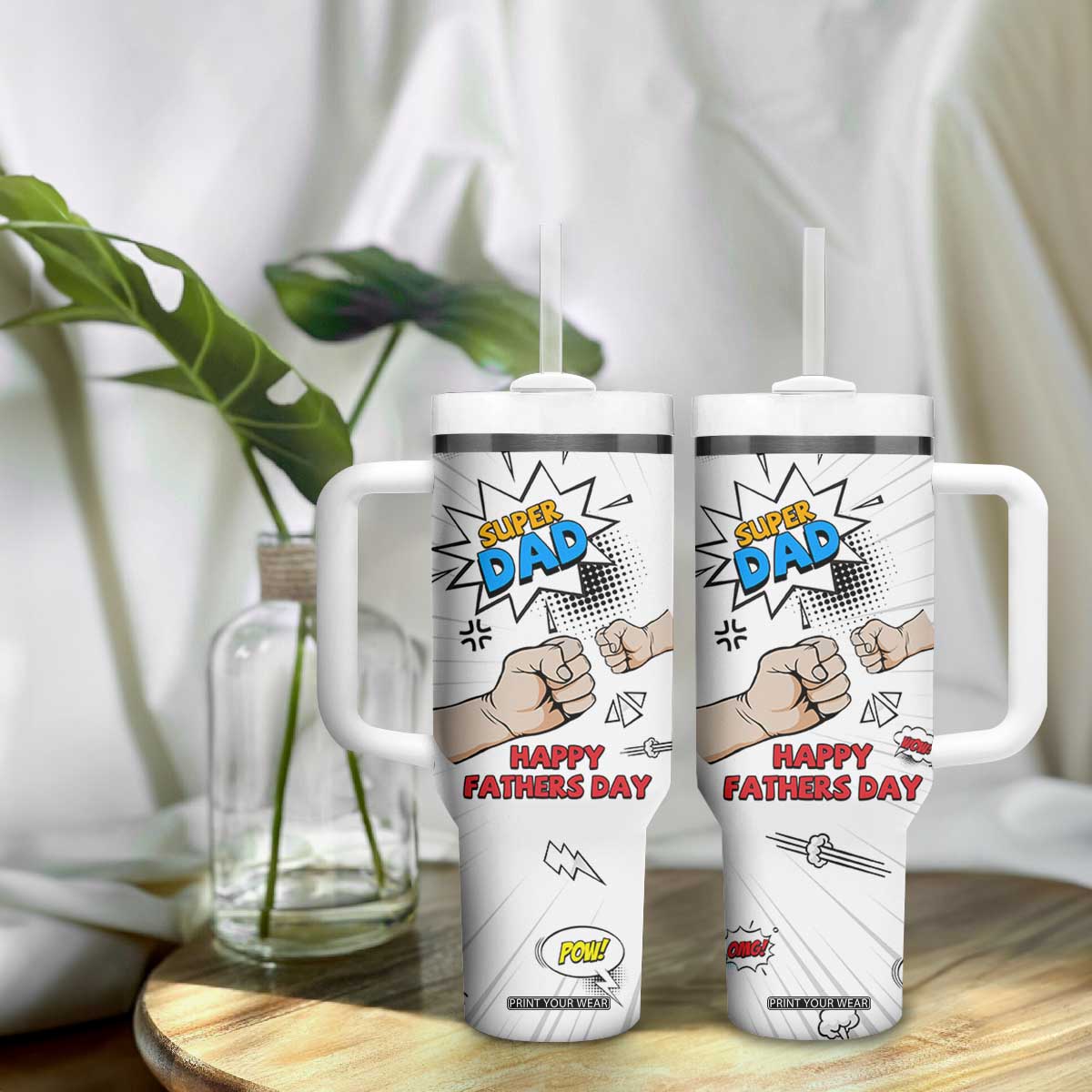 Fathers Day Gift For Dad Tumbler With Handle Super Dad TB10 Print Your Wear