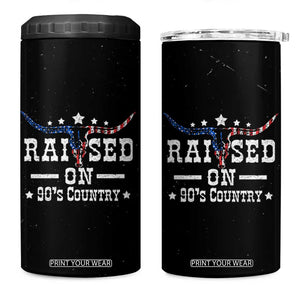 Raised On 90s Country 4 in 1 Can Cooler Tumbler Vintage Western Bull Skull Cowboy American Flag TB10 One Size: 16 oz Black Print Your Wear