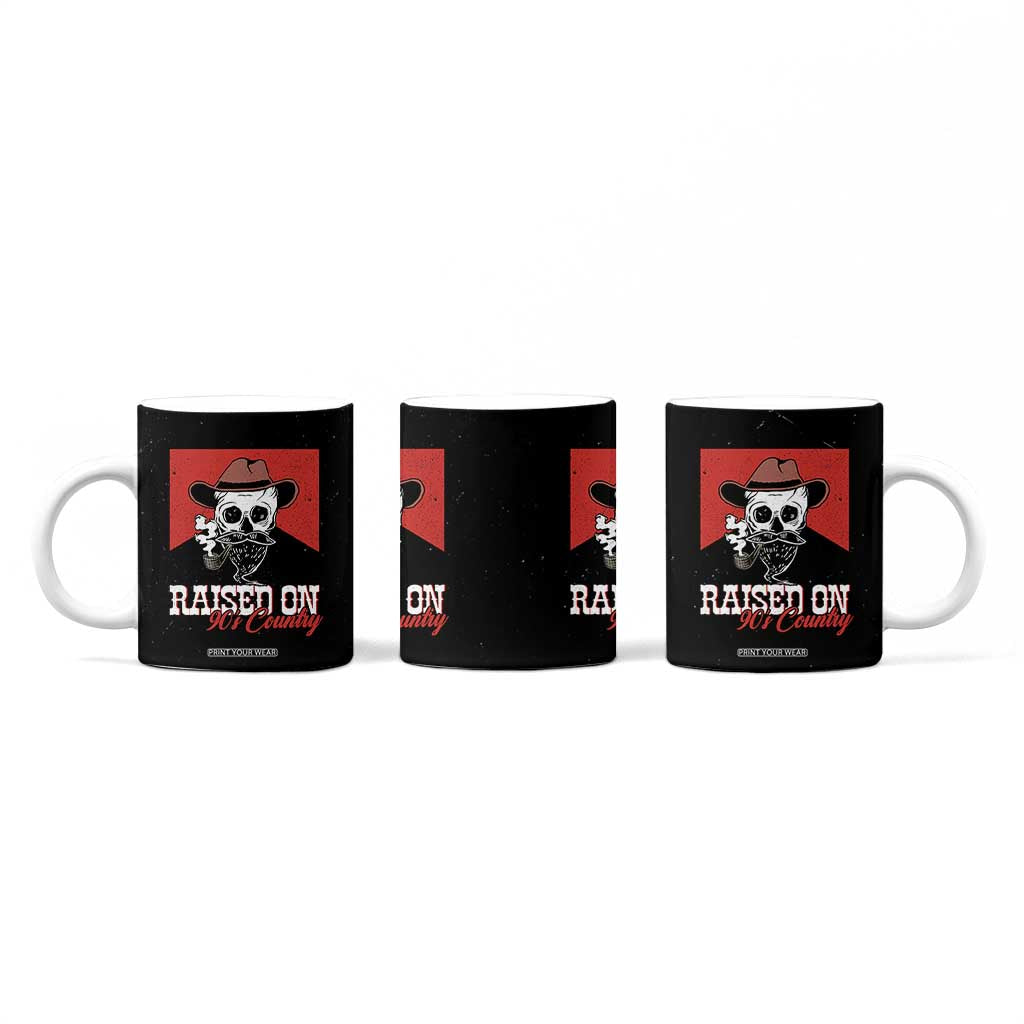 Raised On 90s Country Coffee Mug Vintage Southern Western Country Music Lover Skull TB10 Print Your Wear