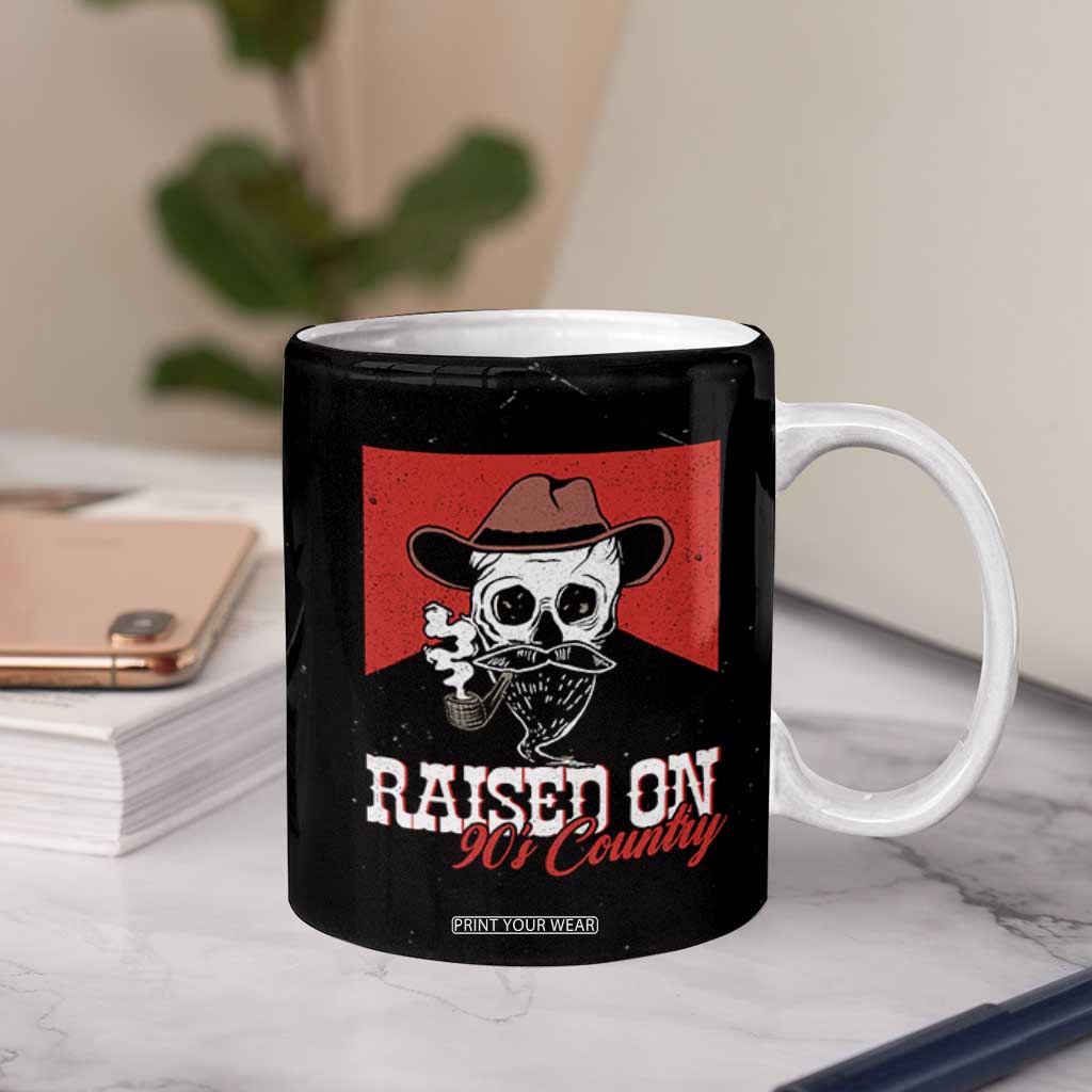 Raised On 90s Country Coffee Mug Vintage Southern Western Country Music Lover Skull TB10 Print Your Wear