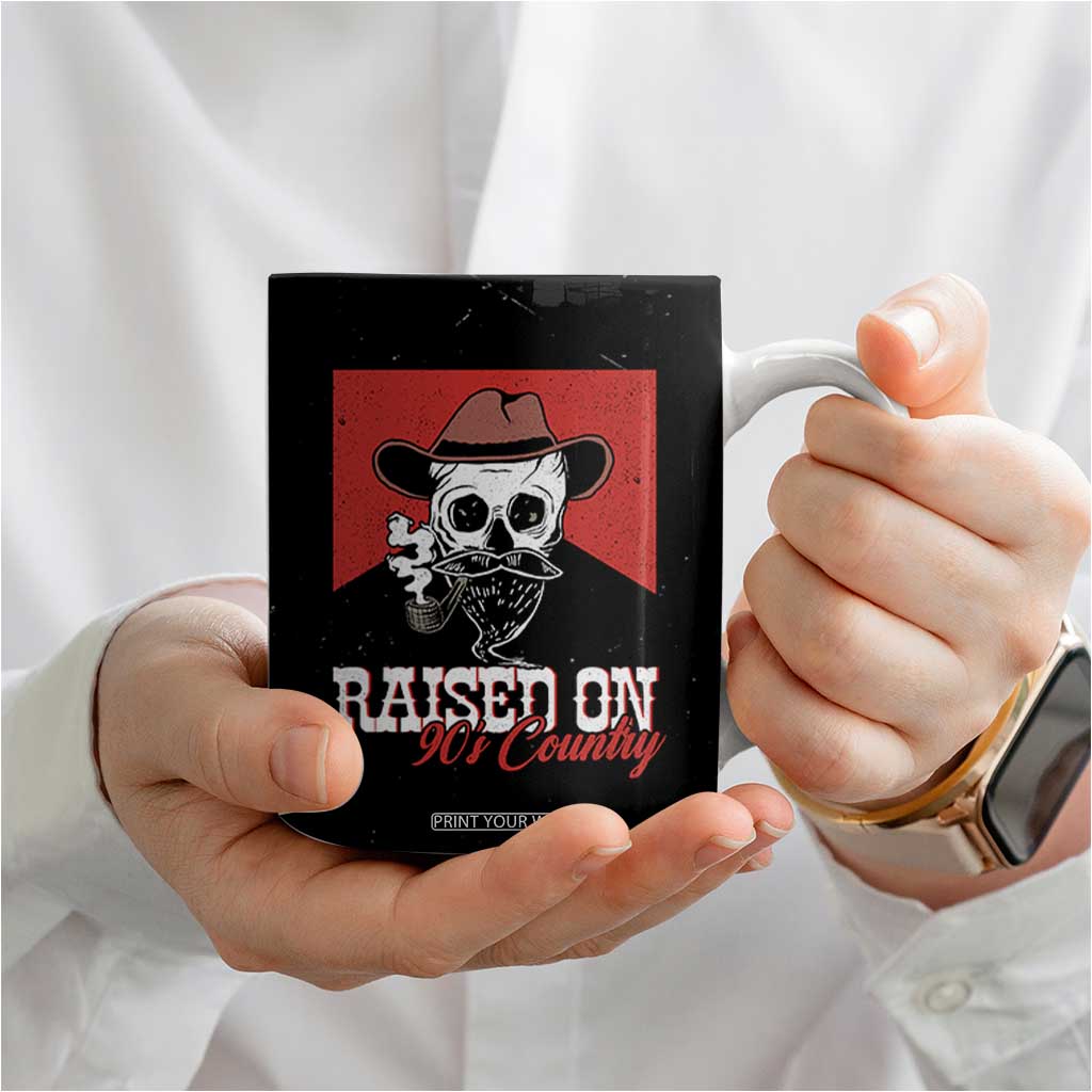 Raised On 90s Country Coffee Mug Vintage Southern Western Country Music Lover Skull TB10 Print Your Wear