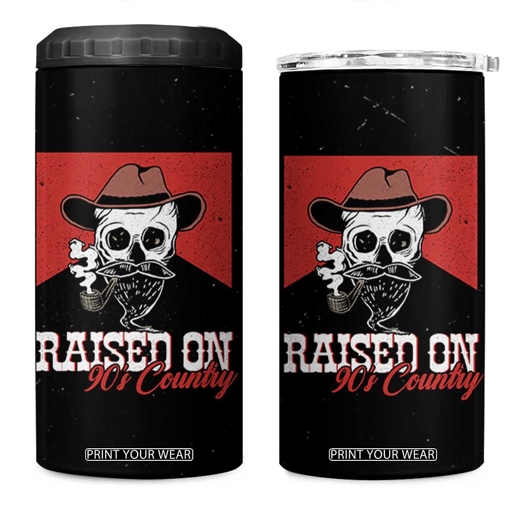 Raised On 90s Country 4 in 1 Can Cooler Tumbler Vintage Southern Western Country Music Lover Skull TB10 One Size: 16 oz Black Print Your Wear