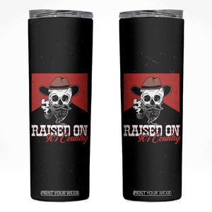 Raised On 90s Country Skinny Tumbler Vintage Southern Western Country Music Lover Skull TB10 Black Print Your Wear