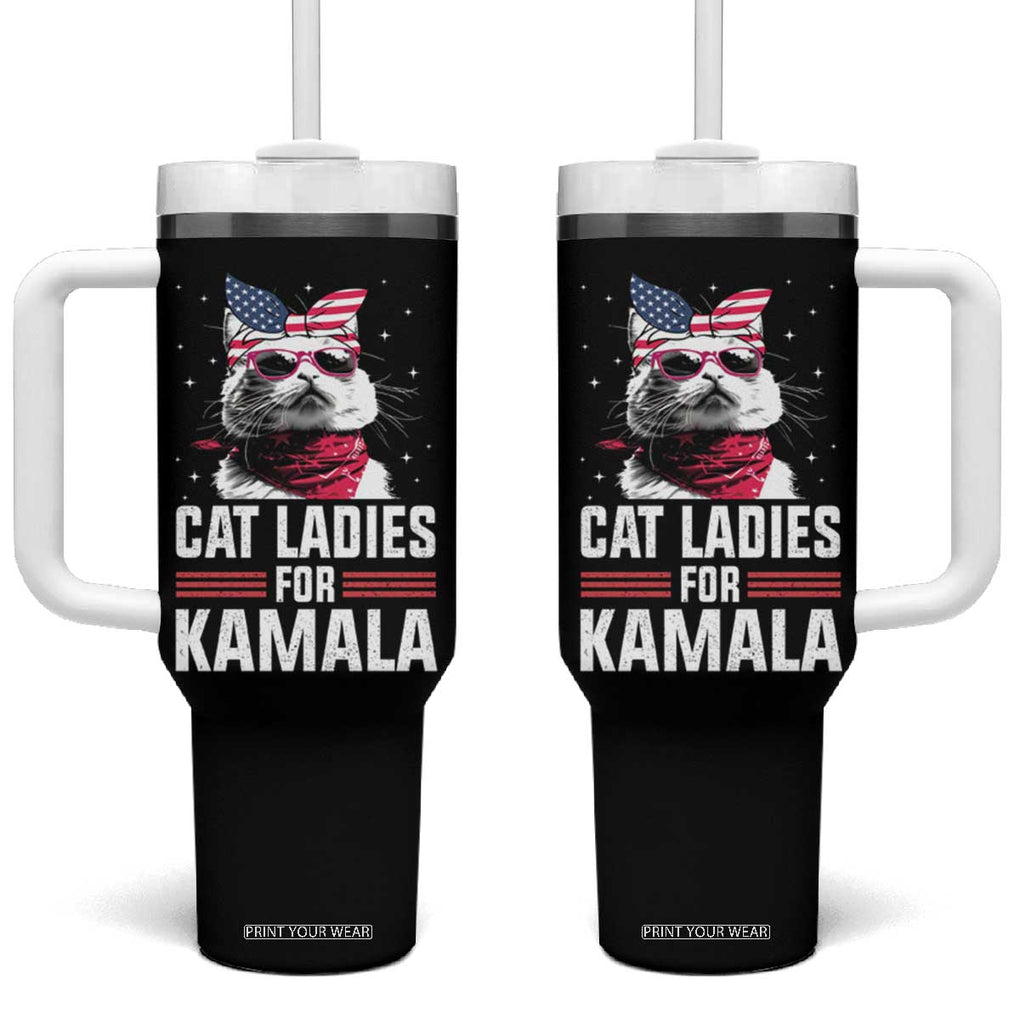 Harris 2024 Tumbler With Handle Cat Lady Ladies for Kamala Madam President TB10 One Size: 40 oz Black Print Your Wear