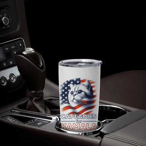 Cat Lady Ladies For Kamala Tumbler Cup Madam President Voting Harris US Election 2024 USA American Flag TB10 Print Your Wear