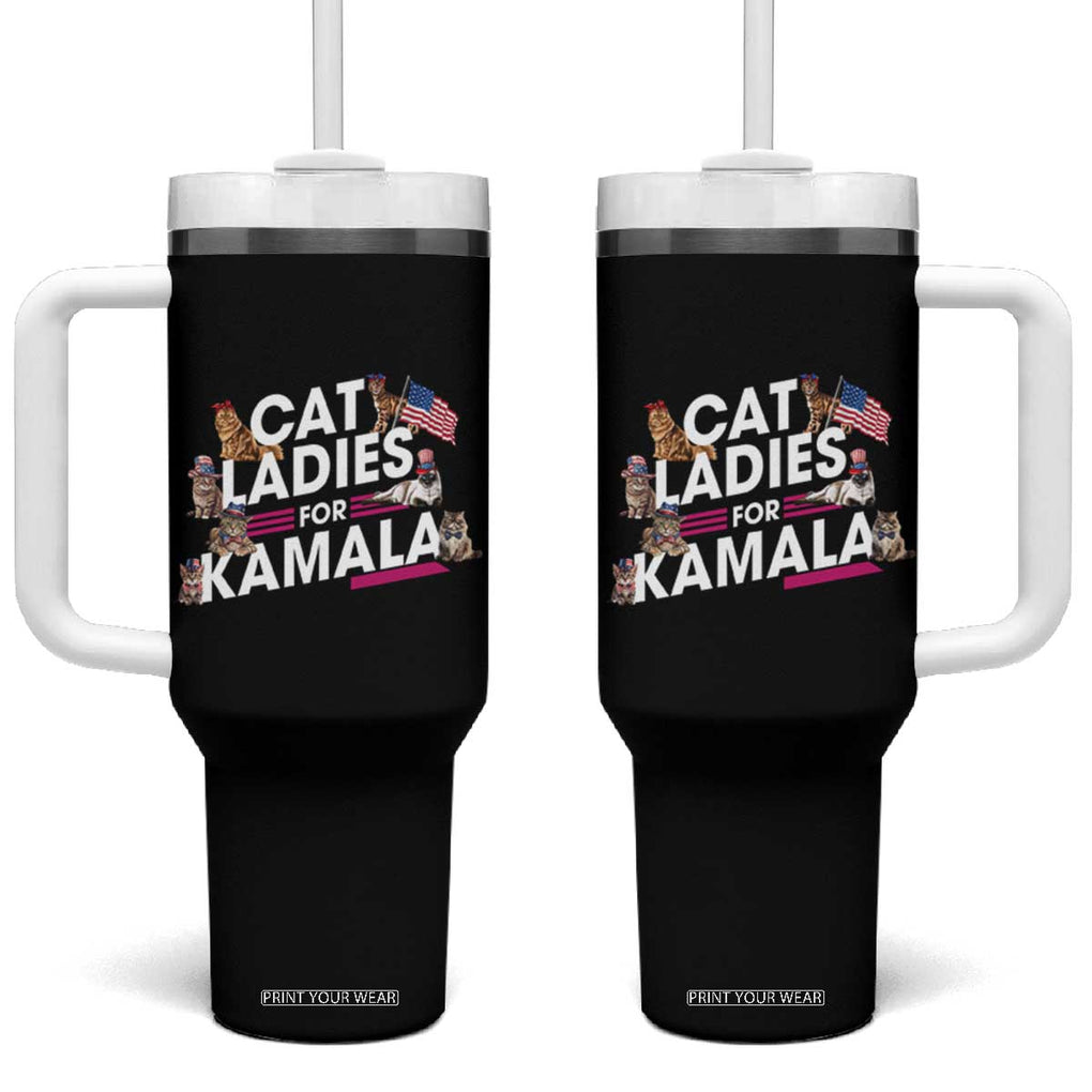 Harris 2024 Tumbler With Handle Cat Lady Ladies for Kamala Madam President TB10 One Size: 40 oz Black Print Your Wear