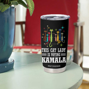 Madam President Harris 2024 Tumbler Cup Childless Cat Lady Ladies Is Voting Kamala Election Vintage Retro Mid-Century Kitty 50s 60s Style TB10 Print Your Wear