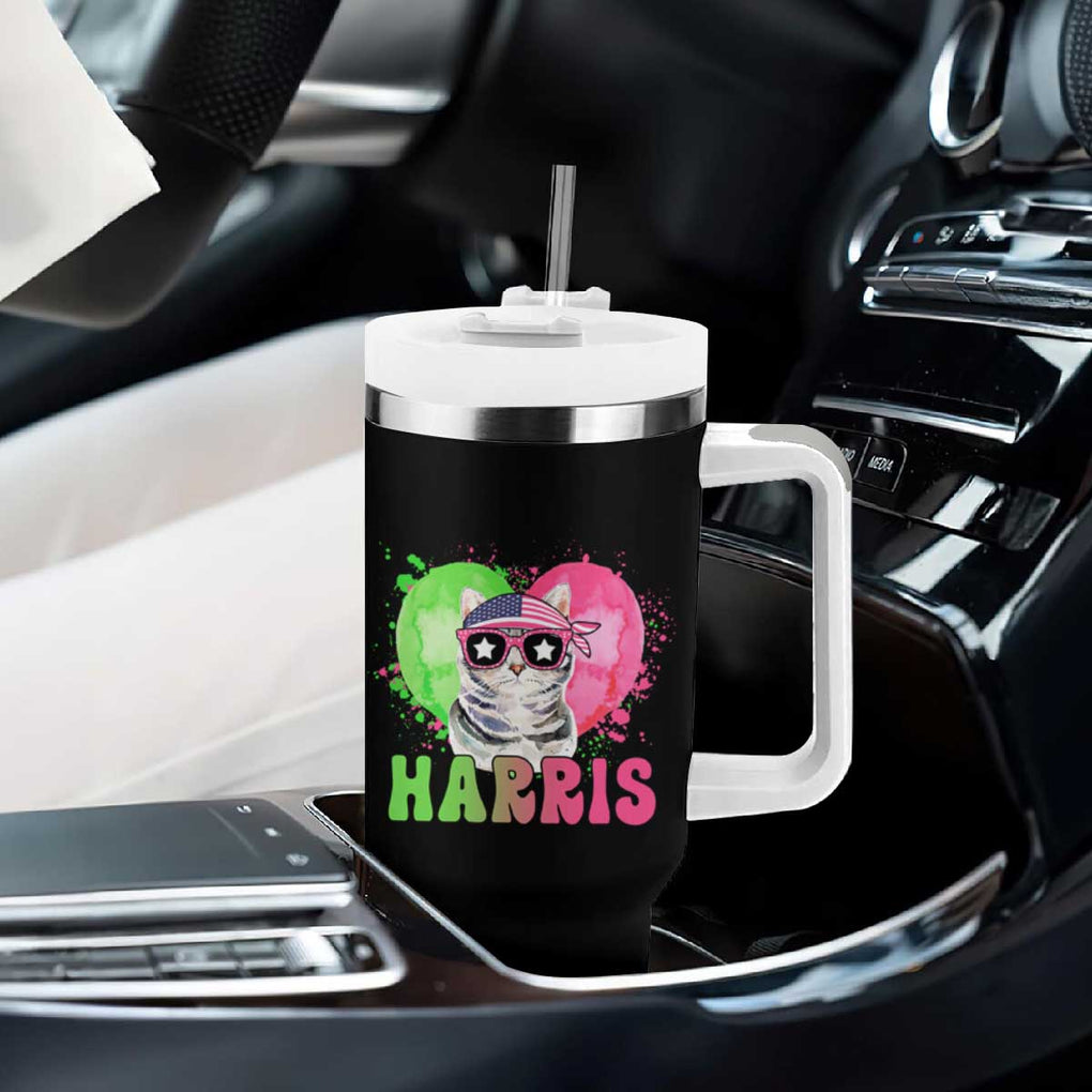 Harris 2024 Presidential Election Tumbler With Handle Cat Lady Ladies for Kamala Madam President TB10 Print Your Wear