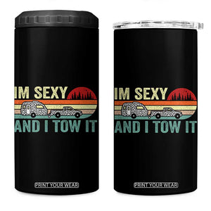 Funny Camping RV 4 in 1 Can Cooler Tumbler Im Sexy And I Tow It Vintage Camper Truck Leopard TB10 One Size: 16 oz Black Print Your Wear