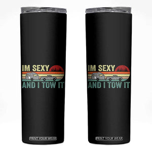 Funny Camping RV Skinny Tumbler Im Sexy And I Tow It Vintage Camper Truck Leopard TB10 Black Print Your Wear