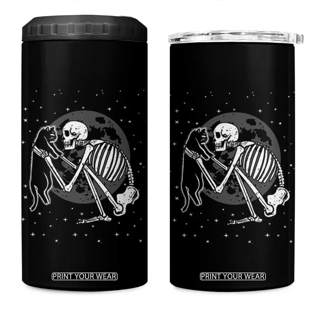 Skeleton and Black Cat 4 in 1 Can Cooler Tumbler Skull Kitty Cute Goth Halloween Pet TB10 One Size: 16 oz Black Print Your Wear
