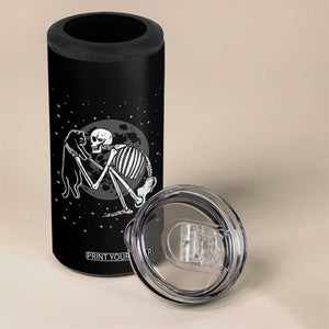 Skeleton and Black Cat 4 in 1 Can Cooler Tumbler Skull Kitty Cute Goth Halloween Pet TB10 Print Your Wear
