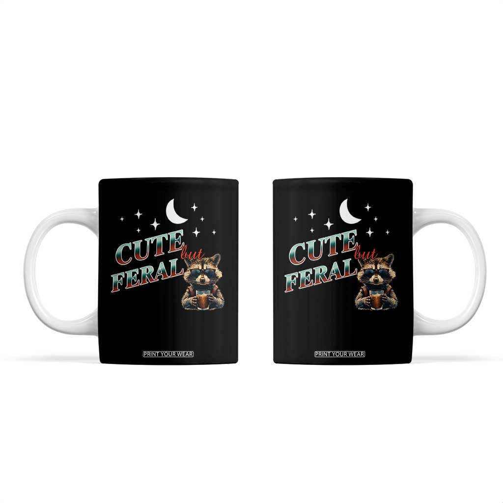 Funny Raccoon Cute But Feral Coffee Mug Cute But Feral TB10 Black Print Your Wear