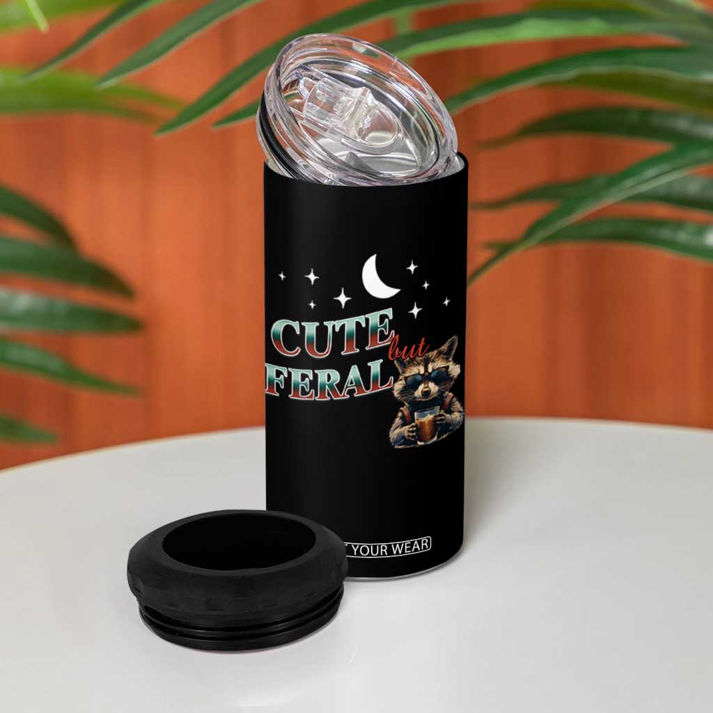 Funny Raccoon Cute But Feral 4 in 1 Can Cooler Tumbler Cute But Feral TB10 Print Your Wear