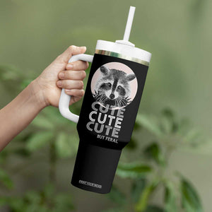 Cute Raccoon Tumbler With Handle But Feral Gag Gift For Her TB10 Print Your Wear